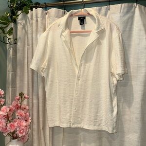 H&M Cream Regular Fit Cuban-Style Men’s Resort Shirt